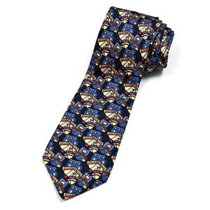 Lancel Paris Geometric Ships Boats‎ 100% Silk Men's Neck Tie Made In France